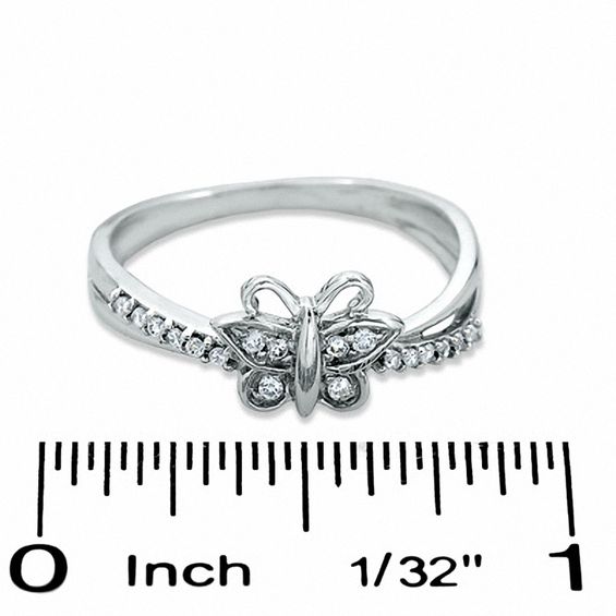 0.10 CT. T.W. Diamond Butterfly Fashion Ring in 10K White Gold