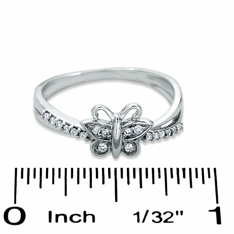 0.10 CT. T.W. Diamond Butterfly Fashion Ring in 10K White Gold