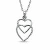 Diamond Accent Double Heart Pendant in Sterling Silver
