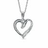 Thumbnail Image 0 of 0.10 CT. T.W. Round and Baguette Diamond Heart Pendant in Sterling Silver
