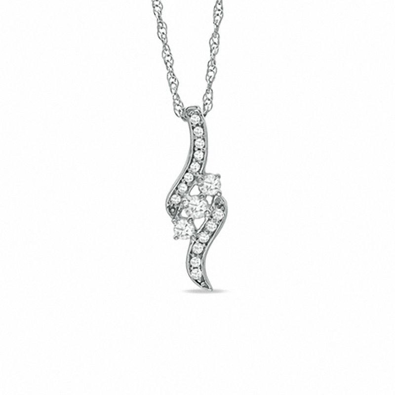 0.25 CT. T.W. Diamond Bypass Pendant in 10K White Gold|Peoples Jewellers