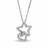 Thumbnail Image 0 of 0.20 CT. T.W. Diamond Heart and Star Pendant in Sterling Silver