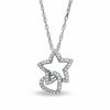 Thumbnail Image 1 of 0.20 CT. T.W. Diamond Heart and Star Pendant in Sterling Silver
