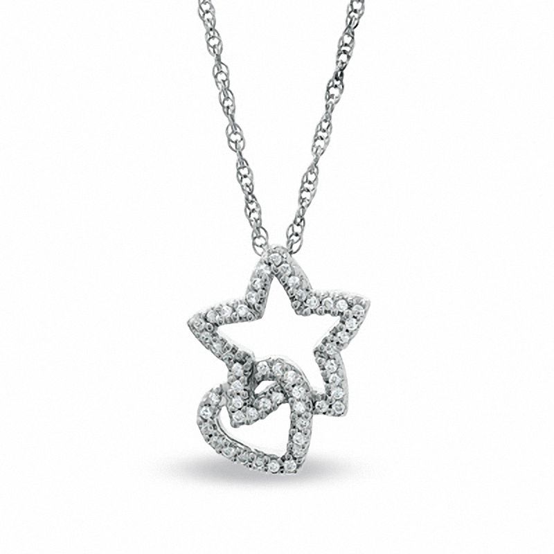 0.20 CT. T.W. Diamond Heart and Star Pendant in Sterling Silver|Peoples Jewellers