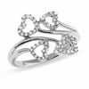 0.16 CT. T.W. Diamond Double-Heart Bypass Ring in 10K White Gold