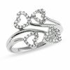 Thumbnail Image 1 of 0.16 CT. T.W. Diamond Double-Heart Bypass Ring in 10K White Gold