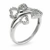 Thumbnail Image 2 of 0.16 CT. T.W. Diamond Double-Heart Bypass Ring in 10K White Gold