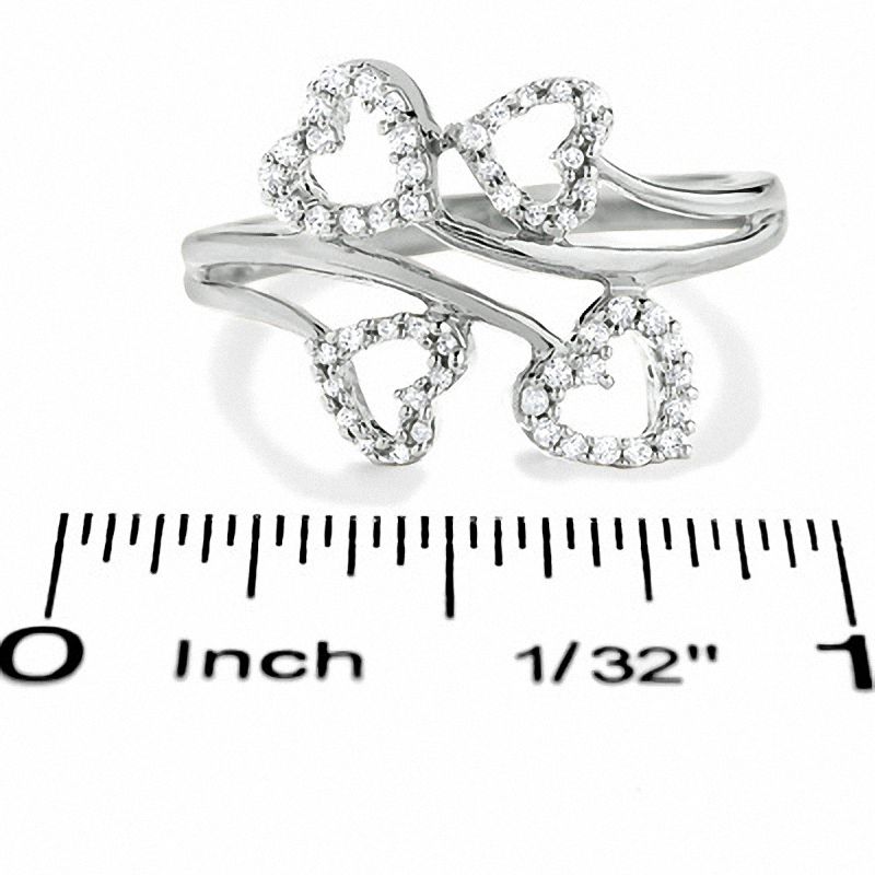 0.16 CT. T.W. Diamond Double-Heart Bypass Ring in 10K White Gold