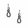 Thumbnail Image 1 of 0.12 CT. T.W. Black Diamond Swirl Drop Earrings in Sterling Silver