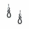 Thumbnail Image 0 of 0.12 CT. T.W. Black Diamond Swirl Drop Earrings in Sterling Silver