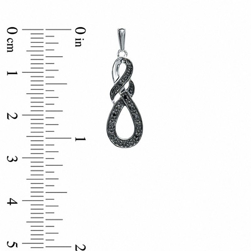 Main Image 2 of 0.12 CT. T.W. Black Diamond Swirl Drop Earrings in Sterling Silver