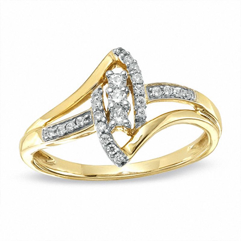 0.20 CT. T.W. Diamond Marquise Bypass Ring in 10K Gold