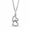 Thumbnail Image 1 of 0.12 CT. T.W. Diamond Tilted Double Heart Pendant in Sterling Silver