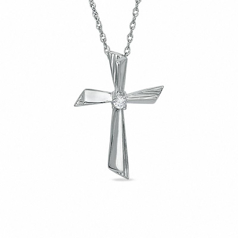 Diamond Accent Cross Pendant in Sterling Silver|Peoples Jewellers