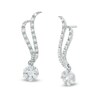 Thumbnail Image 1 of 0.33 CT. T.W. Diamond Wave Flower Earrings in 10K White Gold