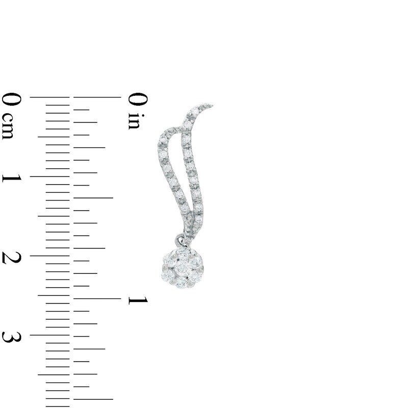 Main Image 3 of 0.33 CT. T.W. Diamond Wave Flower Earrings in 10K White Gold