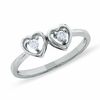 0.10 CT. T.W. Diamond Double Heart Promise Ring in 10K White Gold