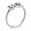 0.10 CT. T.W. Diamond Double Heart Promise Ring in 10K White Gold
