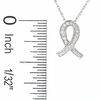 Thumbnail Image 2 of 0.10 CT. T.W. Diamond Breast Cancer Awareness Ribbon Pendant in 10K White Gold