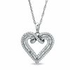 Thumbnail Image 0 of 0.33 CT. T.W. Diamond Pretzel Heart Pendant in Sterling Silver