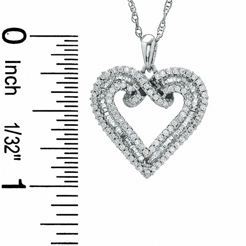 Main Image 2 of 0.33 CT. T.W. Diamond Pretzel Heart Pendant in Sterling Silver