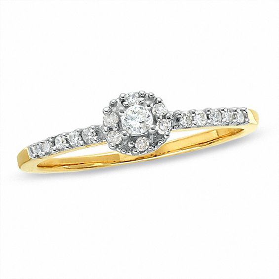 016 CT Tw Diamond Round Bezel Promise Ring in 10K Gold