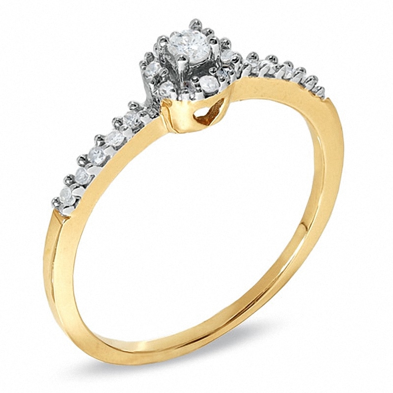 0.16 CT. T.W. Diamond Round Bezel Promise Ring in 10K Gold