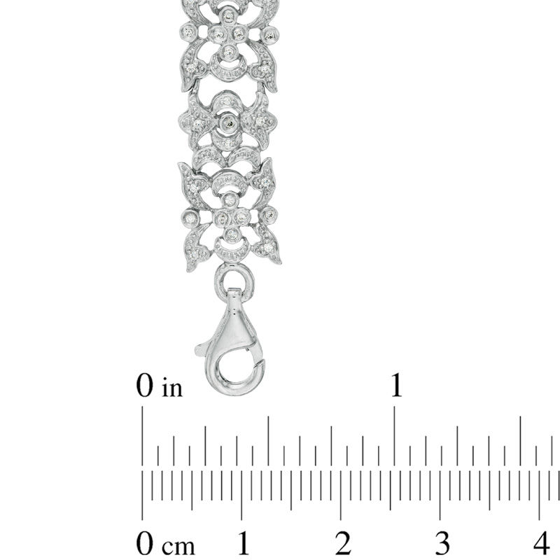 Main Image 2 of 0.50 CT. T.W. Diamond Vintage Scroll Bracelet in Sterling Silver
