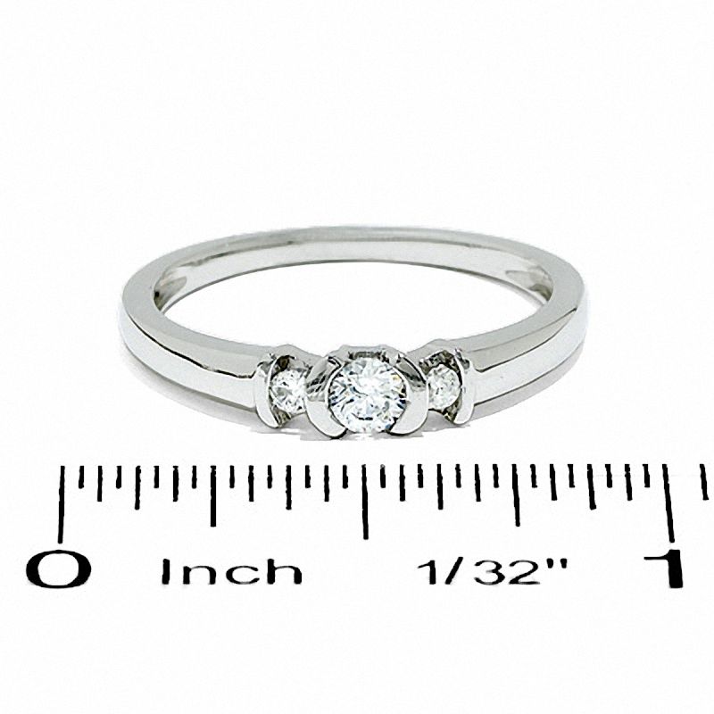 Main Image 3 of 0.20 CT. T.W. Diamond Three Station Promise Ring in 10K White Gold