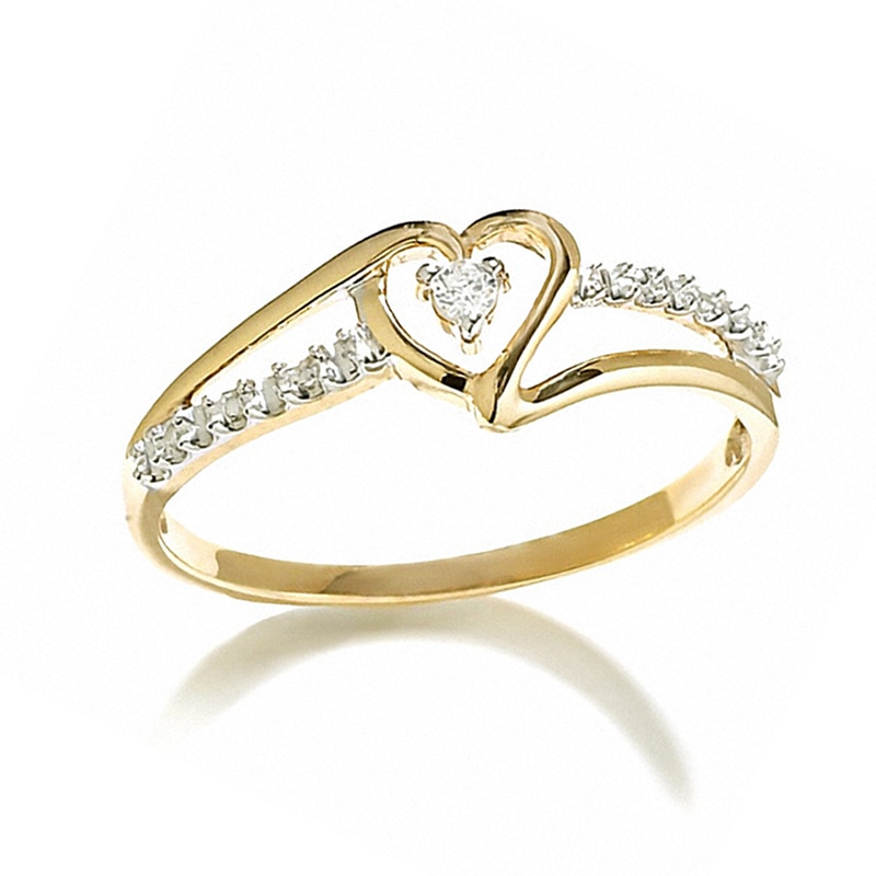 Heart-Shaped Diamond Accent Ring in 10K Gold