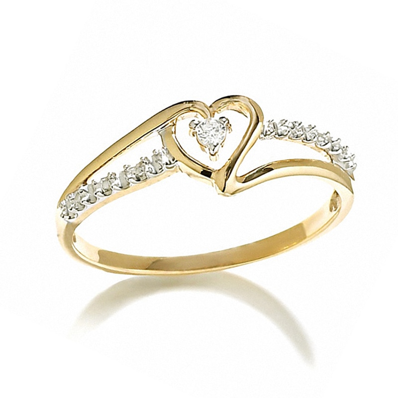 Main Image 1 of Heart-Shaped Diamond Accent Ring in 10K Gold