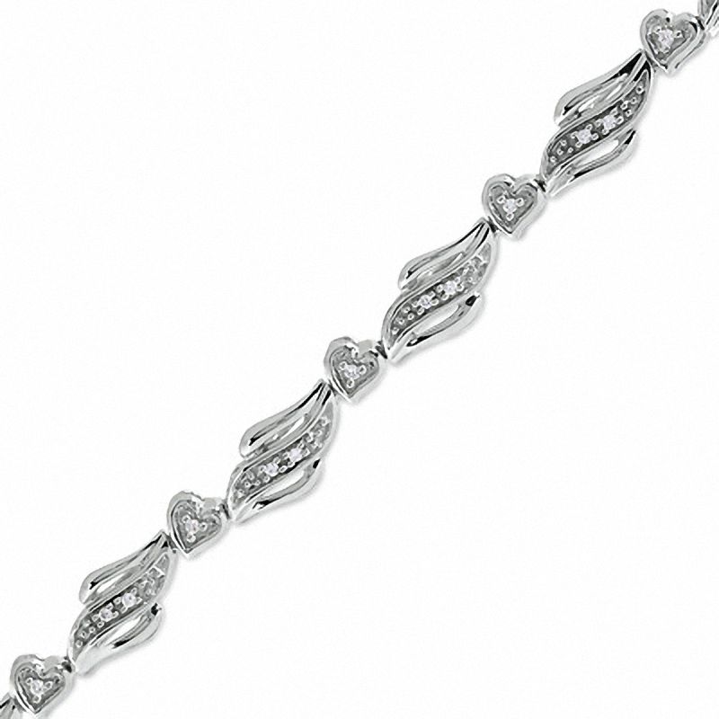 0.16 CT. T.W. Diamond Heart Bracelet in Sterling Silver|Peoples Jewellers