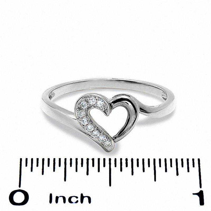 Diamond Heart Outline Ring in 10K White Gold