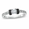 Thumbnail Image 1 of 0.25 CT. T.W. Black and White Diamond Station Engagement Ring in 10K White Gold