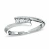 Thumbnail Image 1 of 0.20 CT. T.W. Diamond Three Stone Bypass Ring in 10K White Gold
