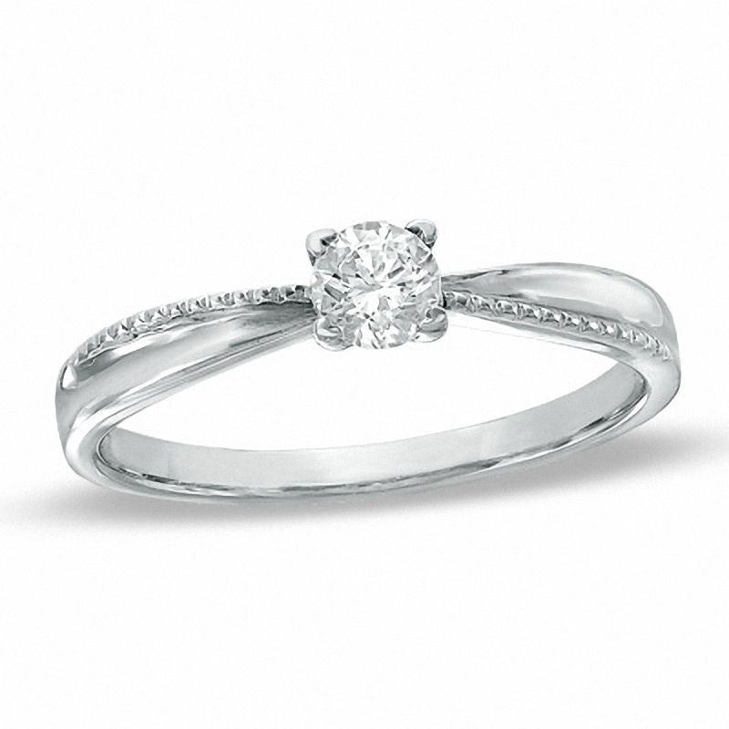 0.16 CT. Diamond Solitaire Tapered Promise Ring in 10K White Gold