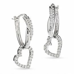 0.25 CT. T.W. Diamond Heart Dangle Earrings in 10K White Gold