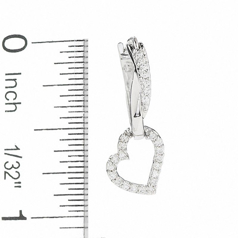 Main Image 2 of 0.25 CT. T.W. Diamond Heart Dangle Earrings in 10K White Gold