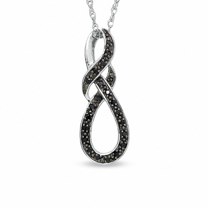 Black Diamond Accent Swirled Knot Pendant in Sterling Silver|Peoples Jewellers