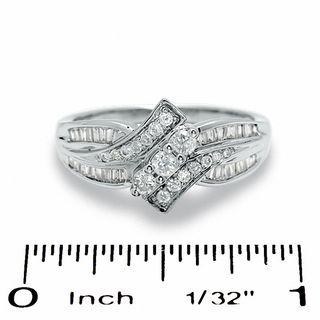 0.50 CT. T.W. Diamond Bypass Three Stone Ring in 10K Gold