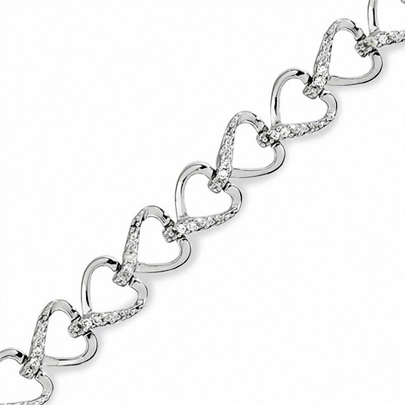 0.25 CT. T.W. Diamond Heart Line Bracelet in Sterling Silver|Peoples Jewellers