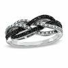 0.25 CT. T.W. Enhanced Black and White Diamond Twine Ring in 10K White Gold