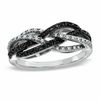 Thumbnail Image 0 of 0.25 CT. T.W. Black and White Diamond Twine Ring in 10K White Gold