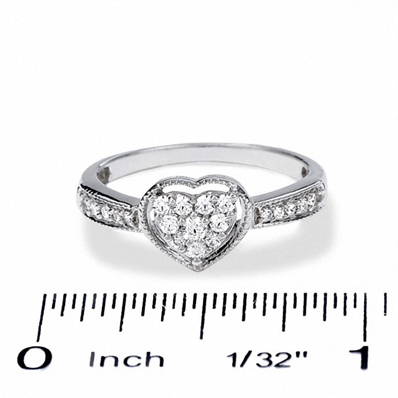0.25 CT. T.W. Heart-Shaped Diamond Frame Promise Ring in 10K White Gold