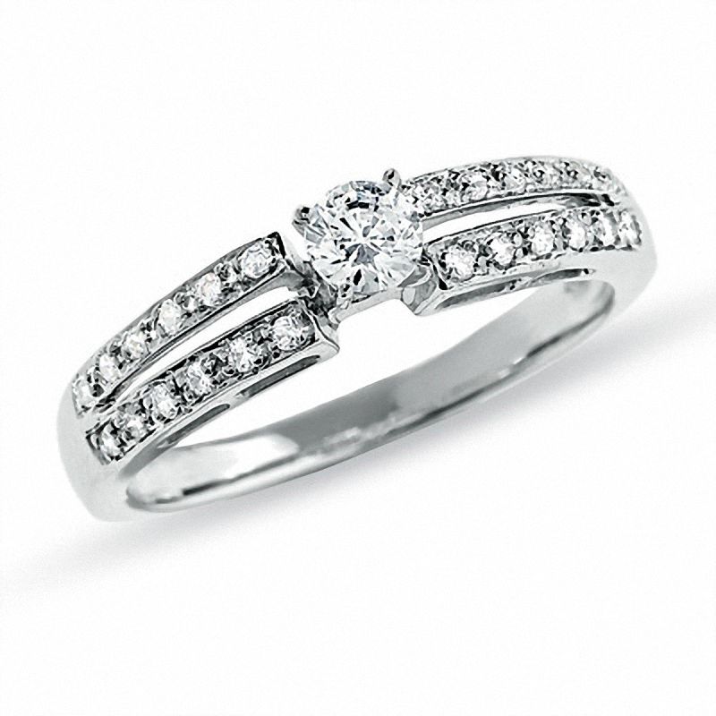 0.25 CT. T.W. Diamond Split Shank Promise Ring in 10K White Gold