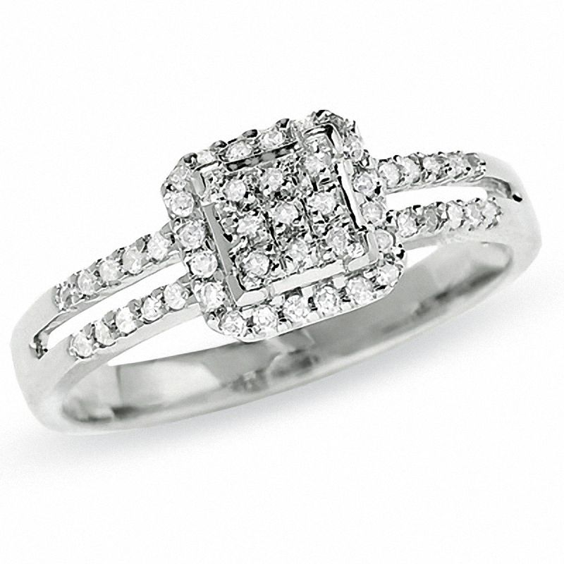 0.25 CT. T.W. Diamond Split Shank Ring in 10K White Gold|Peoples Jewellers