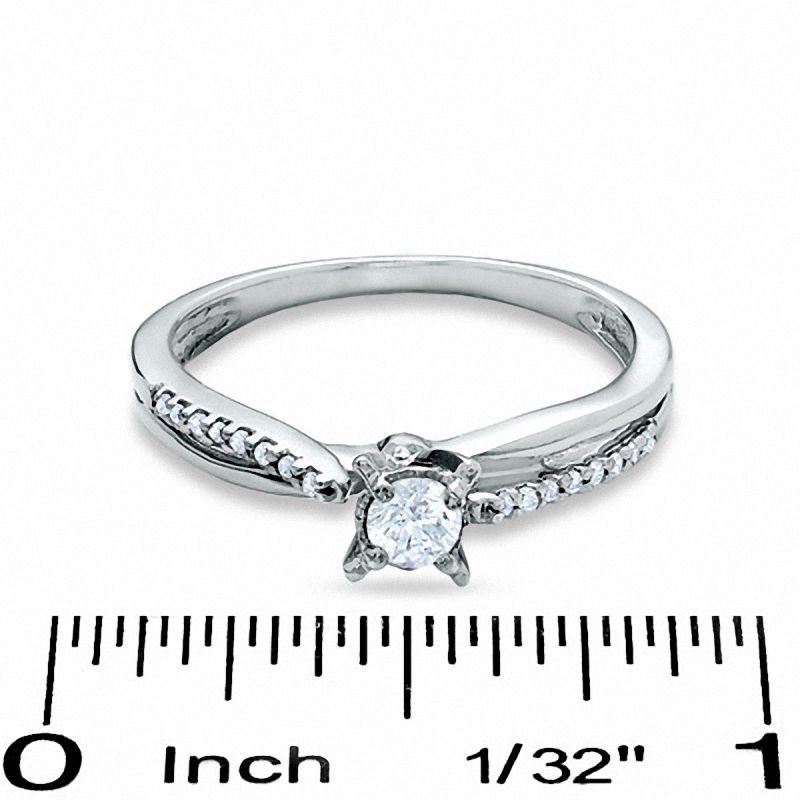 0.25 CT. T.W. Diamond Crisscross Promise Ring in 10K White Gold