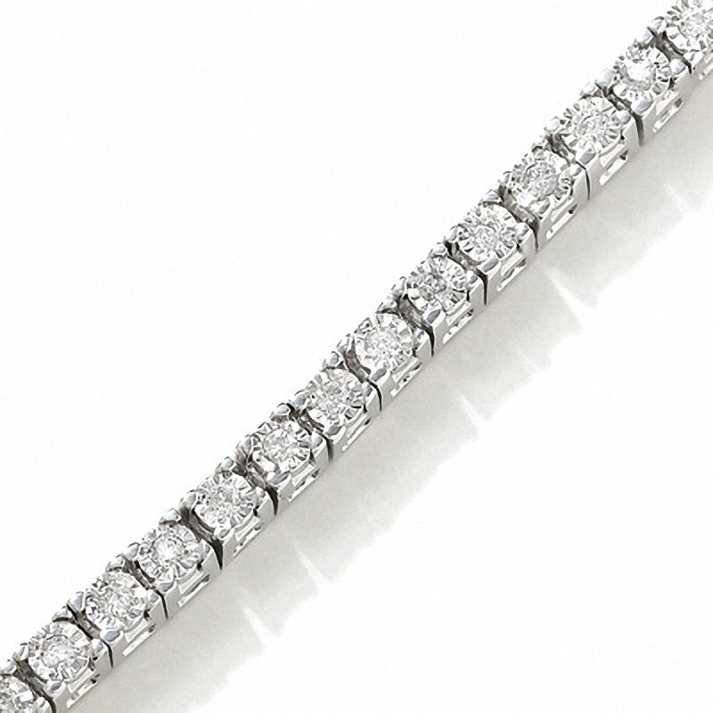 Main Image 1 of 0.75 CT. T.W. Diamond Tennis Bracelet in Sterling Silver