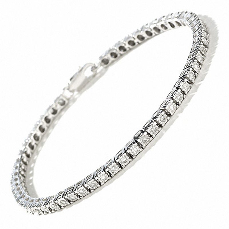 Main Image 2 of 0.75 CT. T.W. Diamond Tennis Bracelet in Sterling Silver
