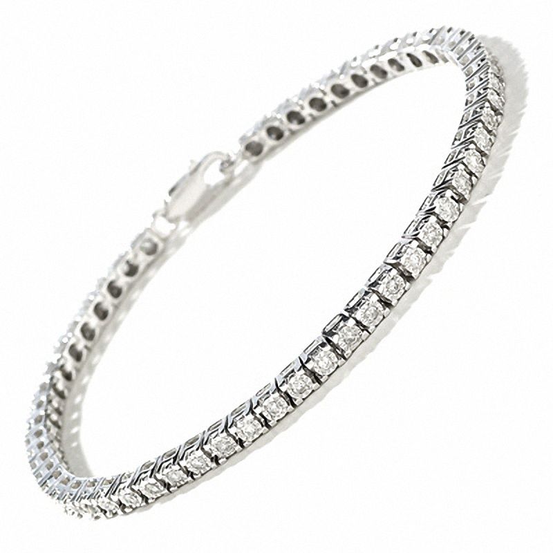 0.75 CT. T.W. Diamond Tennis Bracelet in Sterling Silver | Peoples ...